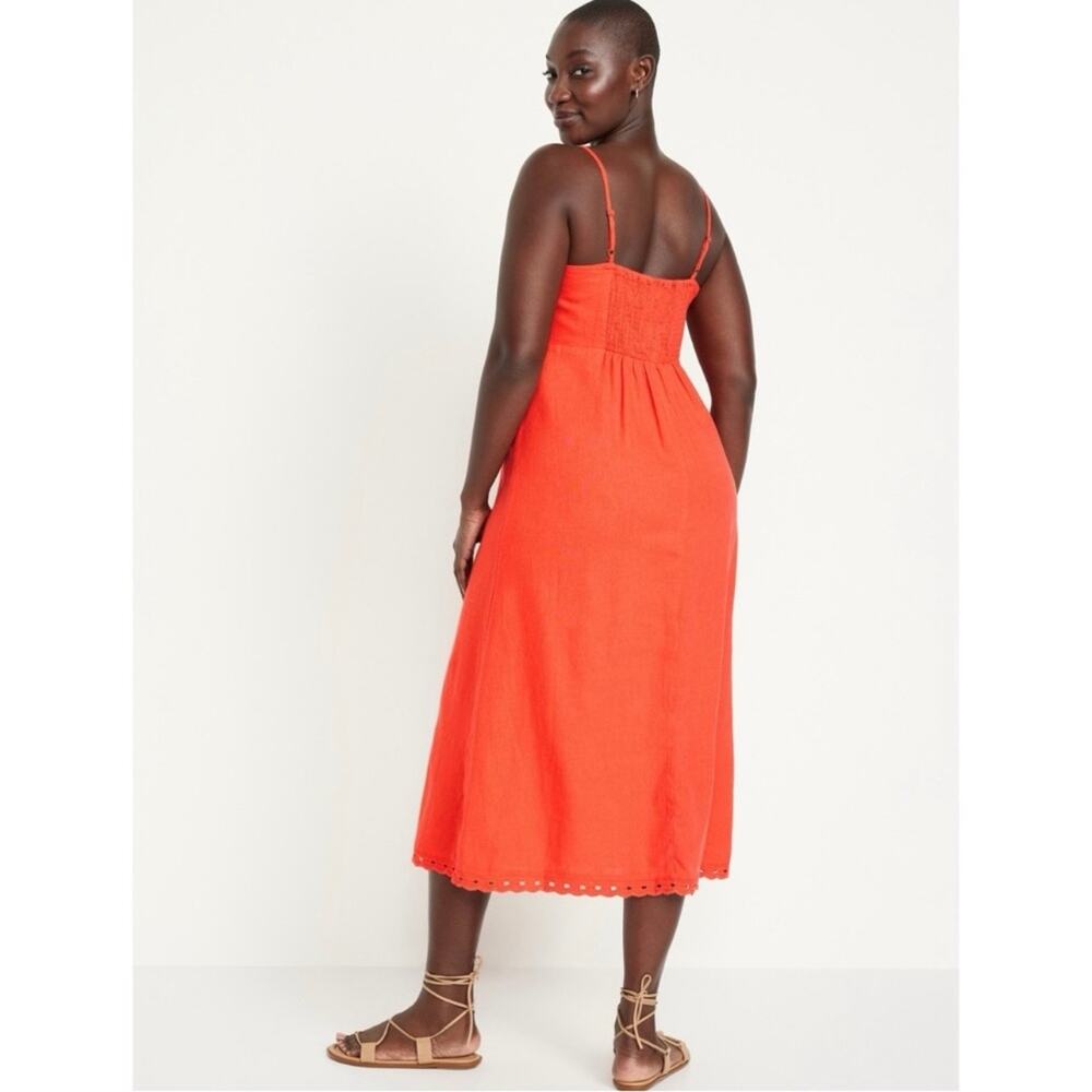 Old Navy Linen Blend Slip Dress Womens XXL Tall Warm Sunset Orange Summer Casual - Picture 4 of 11